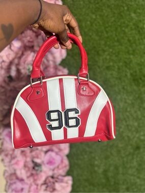 Red & White Number-Accent Dome Handbag